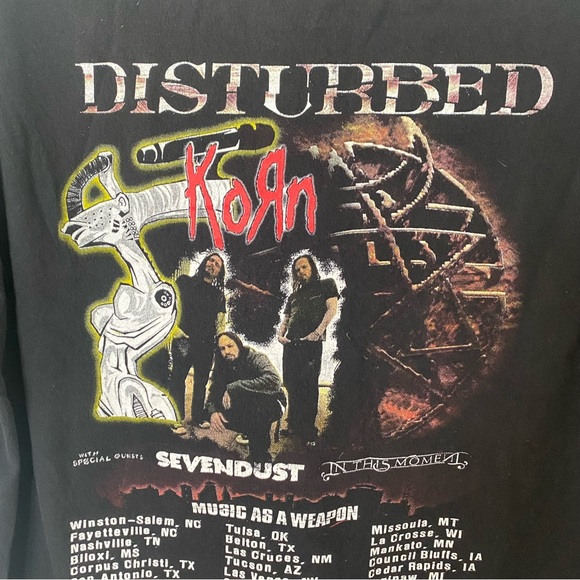 2011 DISTURBED Asylum Band Tour T-Shirt Music As A Weapon KORN - Picture 7 of 13
